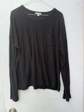 James Perse Black Long-Sleeve Pocket Tee, lovingly worn.
